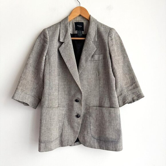 Smythe Grey Silver Cotton Blend 3/4 Sleeve Blender 6 - Picture 1 of 7